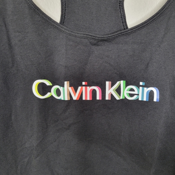 NWT CALVIN KLEIN Black Racerback Tank Top Size Medium - Picture 3 of 7